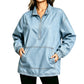 ✨ Relaxed by Design | Women’s Washed Denim Half-Zip Oversized Jacket