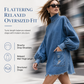 Women's Oversized Denim Mock Neck Mini Dress