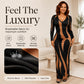 Women's Printed Long Sleeve Bodycon Maxi Dress