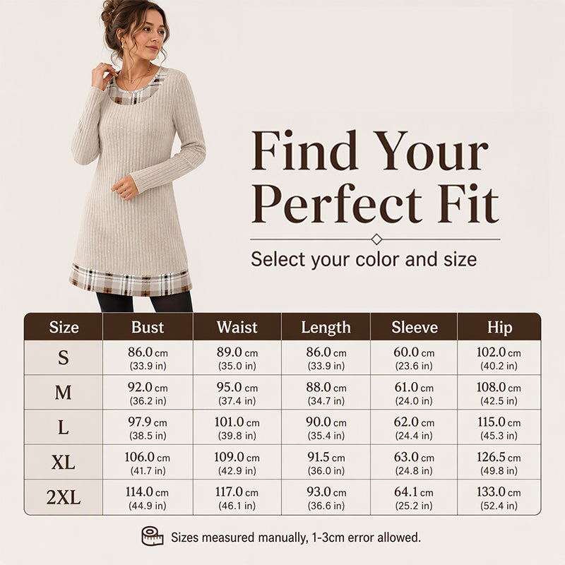 Hot Sale 50% OFF💖Women's Casual Plaid Patchwork Knit Dress