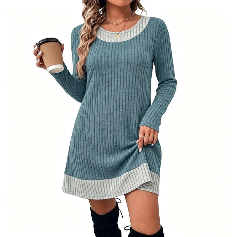 Hot Sale 50% OFF💖Women's Casual Plaid Patchwork Knit Dress