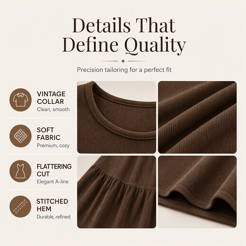 Women's Vintage Corduroy Long Sleeve Dress