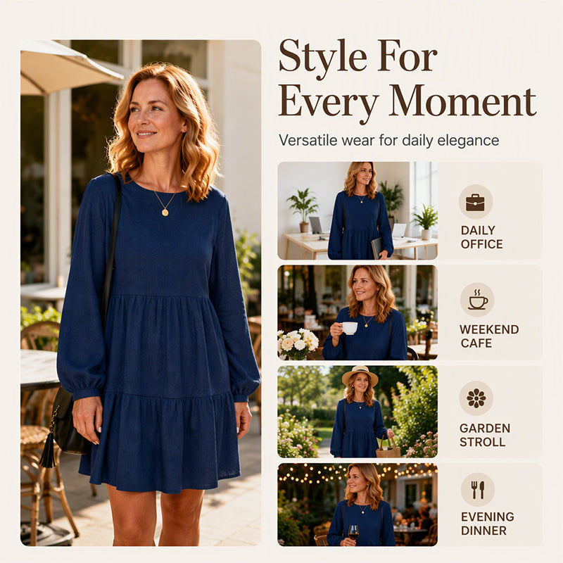 Women's Vintage Corduroy Long Sleeve Dress