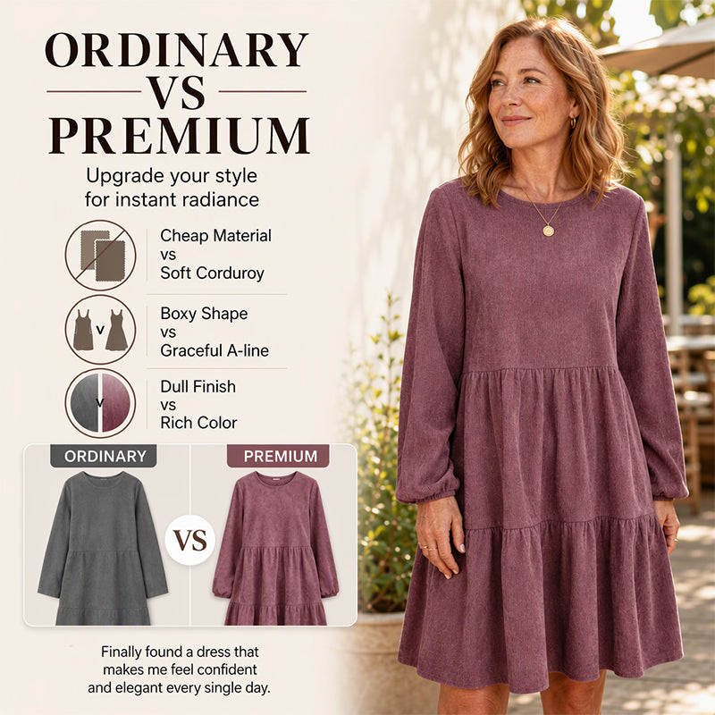 Women's Vintage Corduroy Long Sleeve Dress