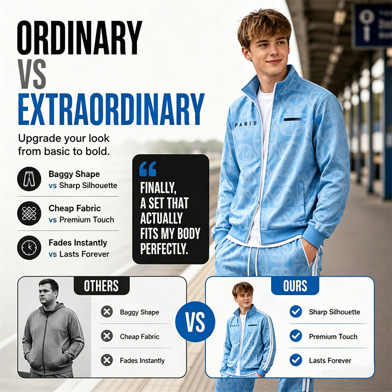 Men's Geometric Print Full-Zip Jacket & Pants Set