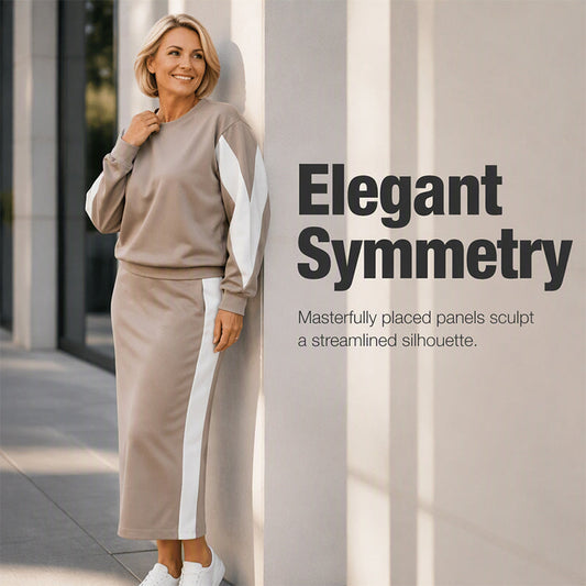 50% OFF🖤 ✨ Polished Two-Piece Style | Women’s Color-Block Knit Set