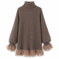 ⏳HOT SALE 60% OFF🍂✨Oversized Mock Neck Knit Sweater Dress with Ruffle Tulle Trim
