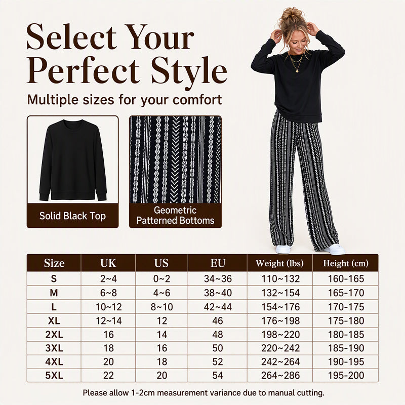 🔥HOT SALE 50% OFF🎁Women's Casual Crewneck Top & Printed Pants Set