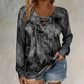 🌸Hot Sale 50% OFF💖Women's Tie-Dye Printed Lace-Up V-Neck Top