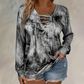 🌸Hot Sale 50% OFF💖Women's Tie-Dye Printed Lace-Up V-Neck Top