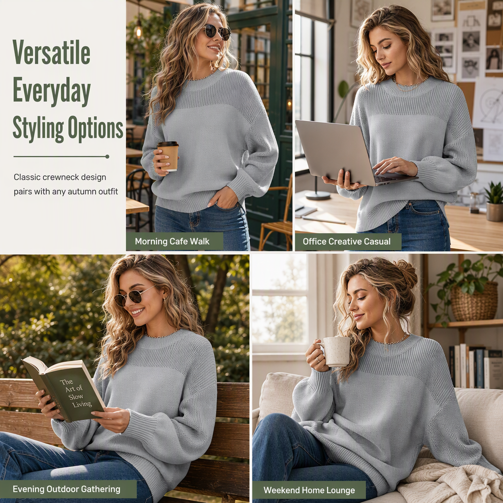 🌸Hot Sale 50% OFF💖Women's Solid Color Knit Pullover Sweater