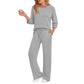 👍✨Women's 2026 UK Ribbed Knit Top & Straight Pants Set