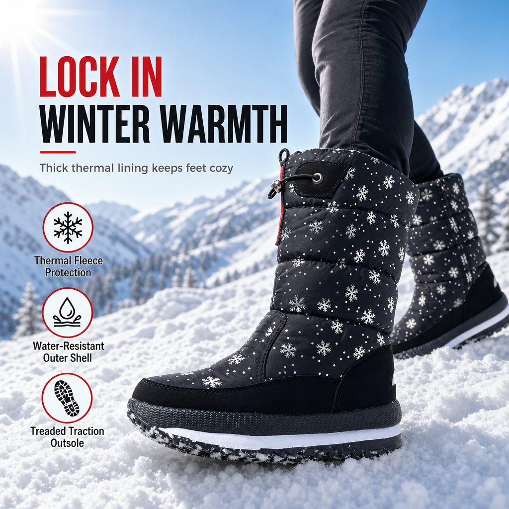 💕BUY 2 Free Shipping✈️ Women's High‑Top Winter Snow Boots, Waterproof Non‑Slip Tall Boots with Thick Plush Lining & Thick Sole for Outdoor Snowy Days👢