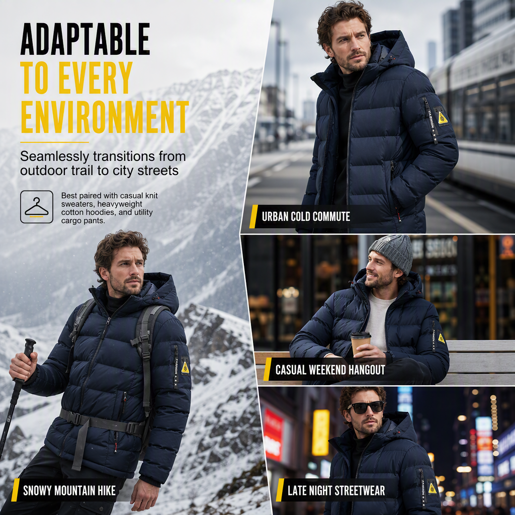 Men's Hooded Reversible Warm Coat