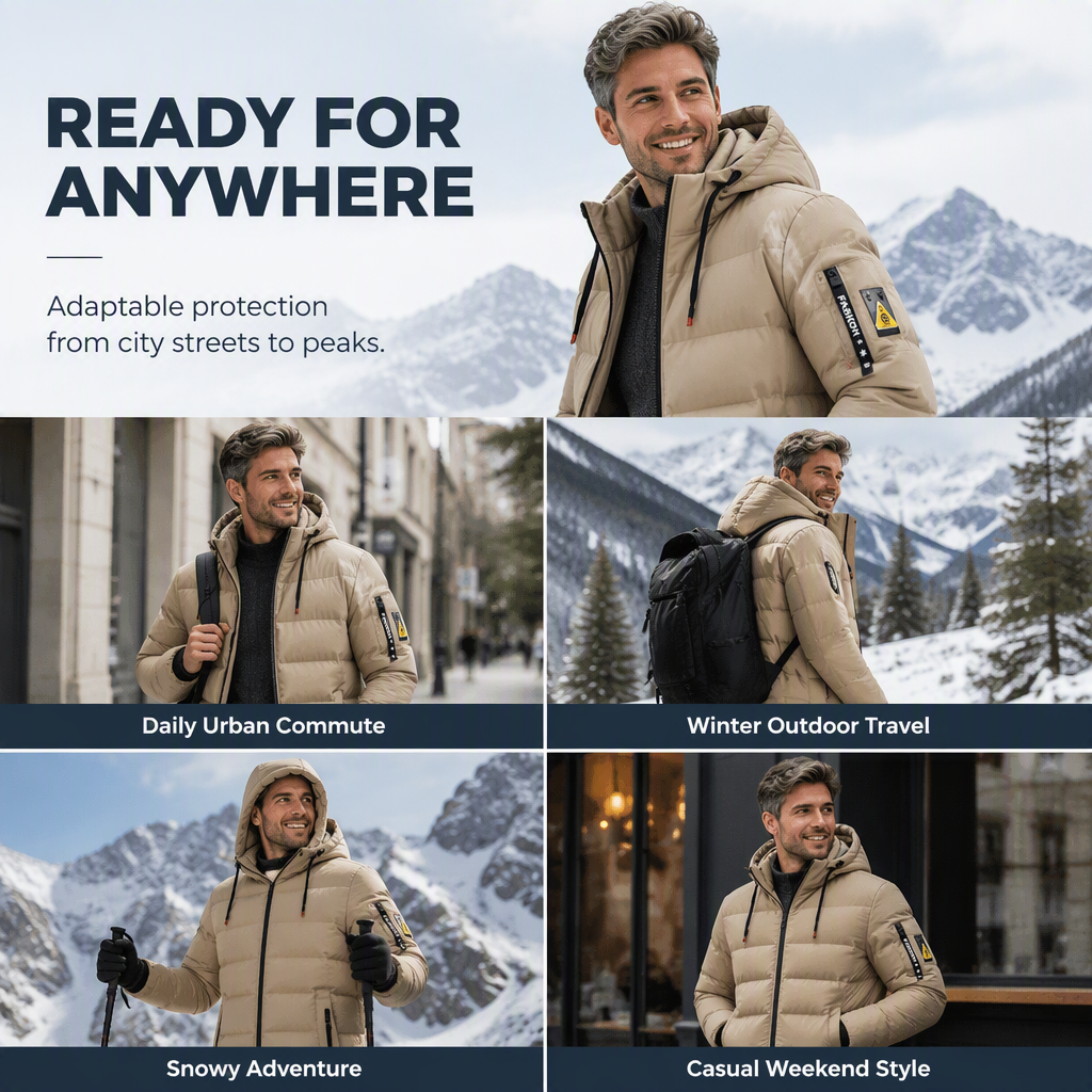 Men's Hooded Reversible Warm Coat