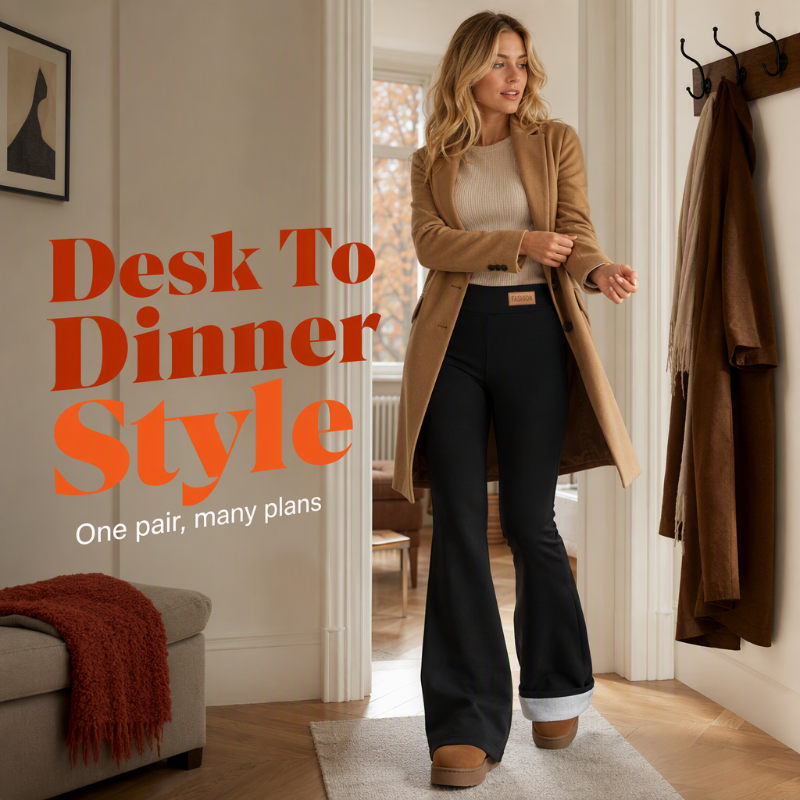 ❄️👖 Women's Plush-Lined Flare Leggings | Cozy Warmth & Flattering Shape ✨