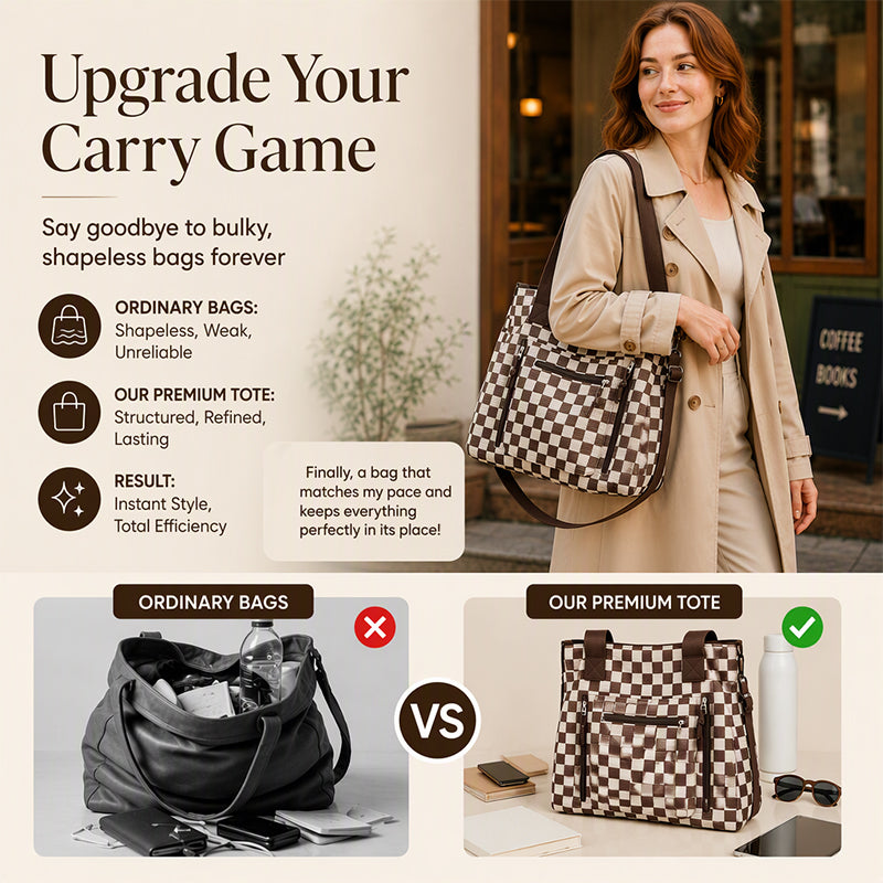 Casual Large Capacity Checkerboard Tote Bag