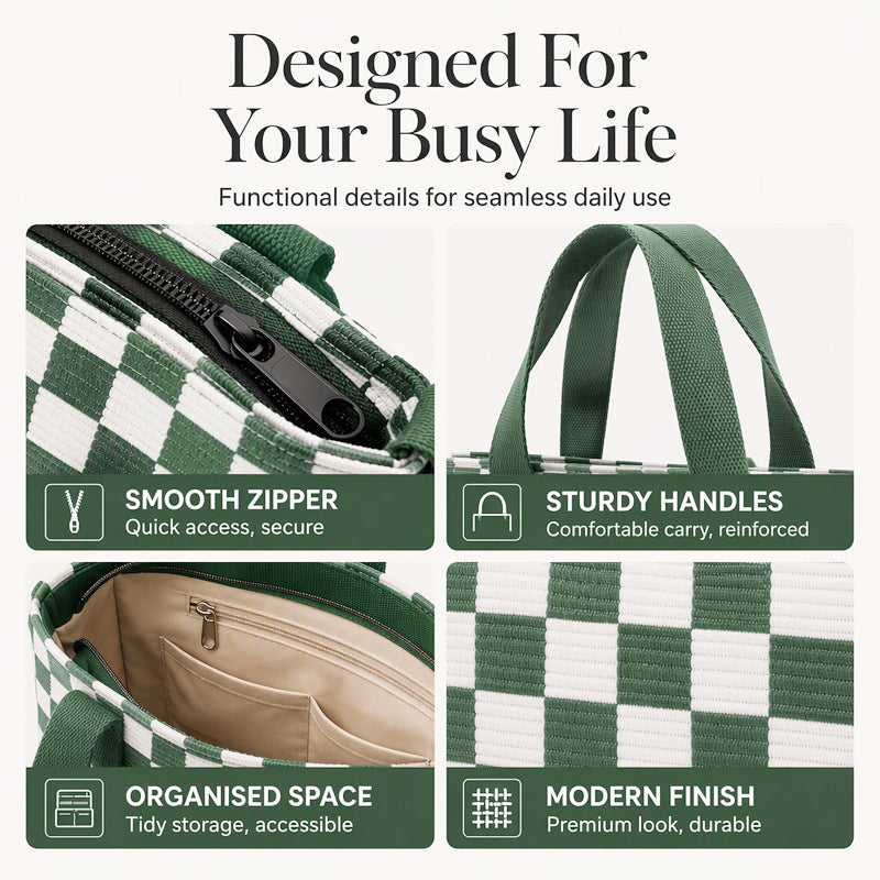 Casual Large Capacity Checkerboard Tote Bag
