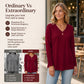 Women's Casual V-Neck Long Sleeve Top
