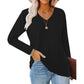 Women's Casual V-Neck Long Sleeve Top