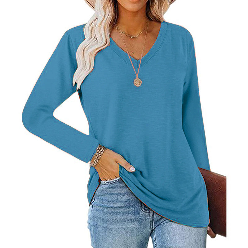 Women's Casual V-Neck Long Sleeve Top