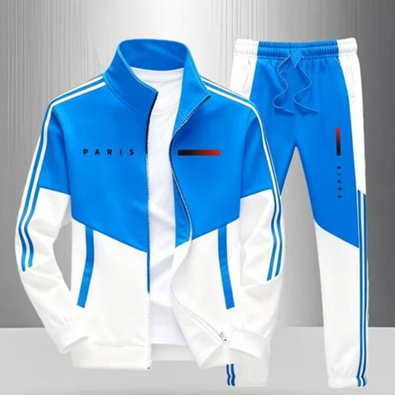 Men's Colorblock Zip-Up Jacket & Drawstring Pants Set