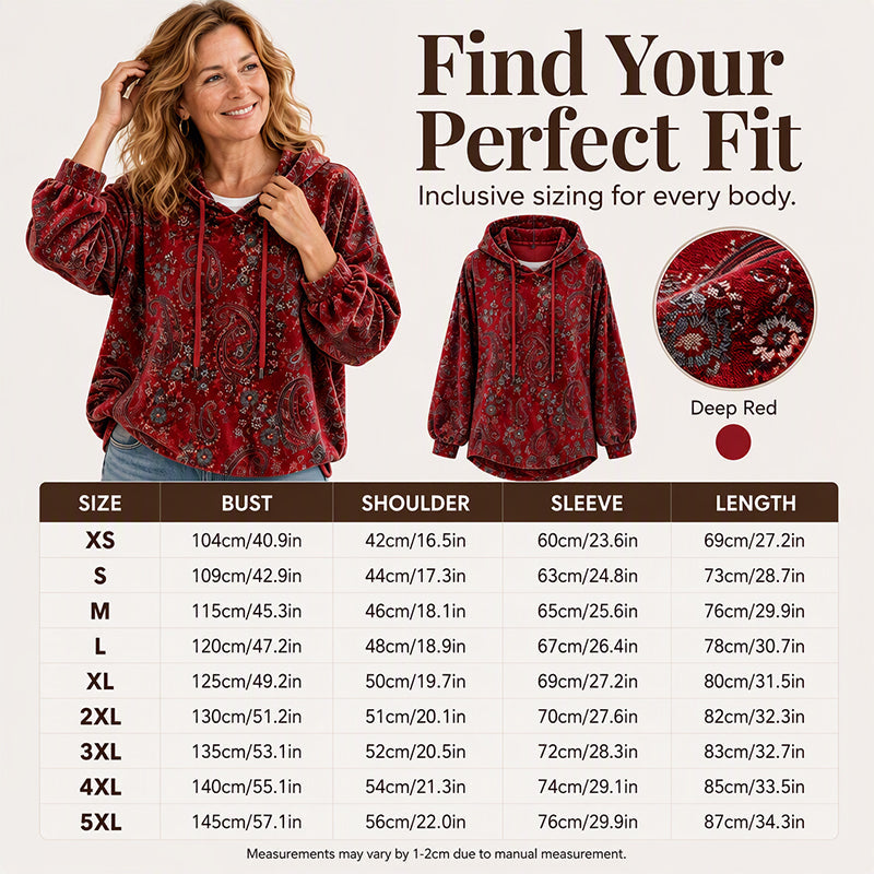 🔥LAST DAY SALE 50% OFF💥Women's Paisley Print Drawstring Hoodie