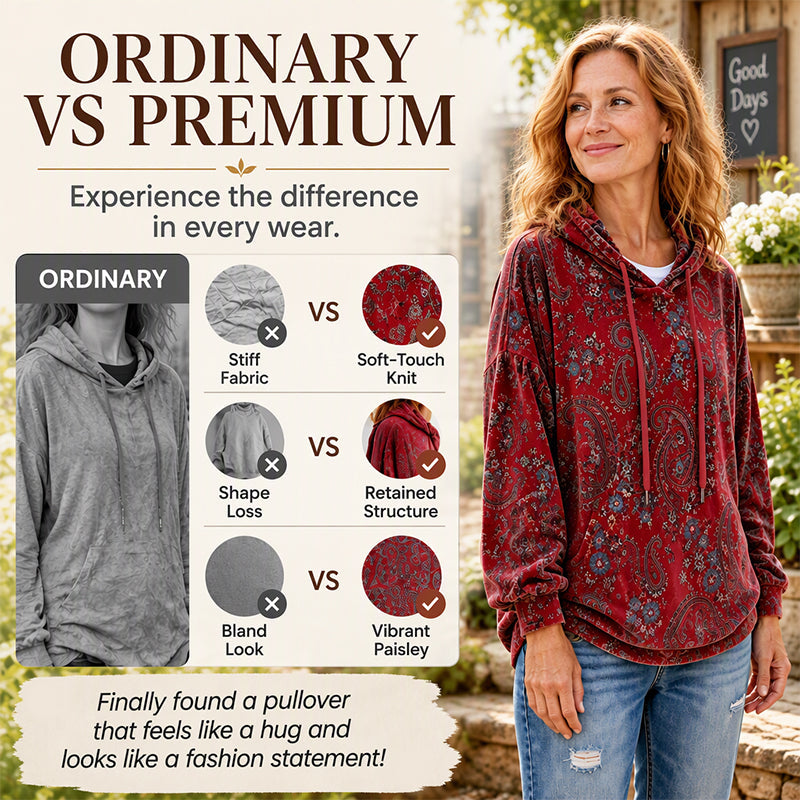 🔥LAST DAY SALE 50% OFF💥Women's Paisley Print Drawstring Hoodie