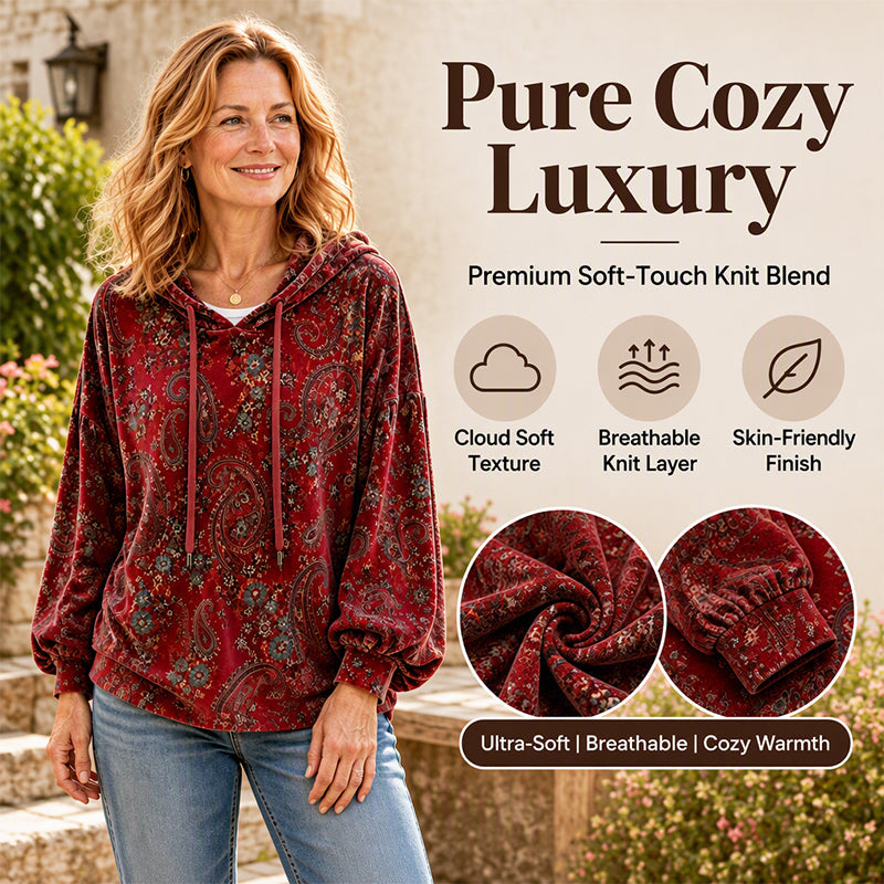 🔥LAST DAY SALE 50% OFF💥Women's Paisley Print Drawstring Hoodie