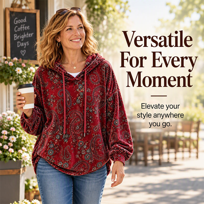 🔥LAST DAY SALE 50% OFF💥Women's Paisley Print Drawstring Hoodie