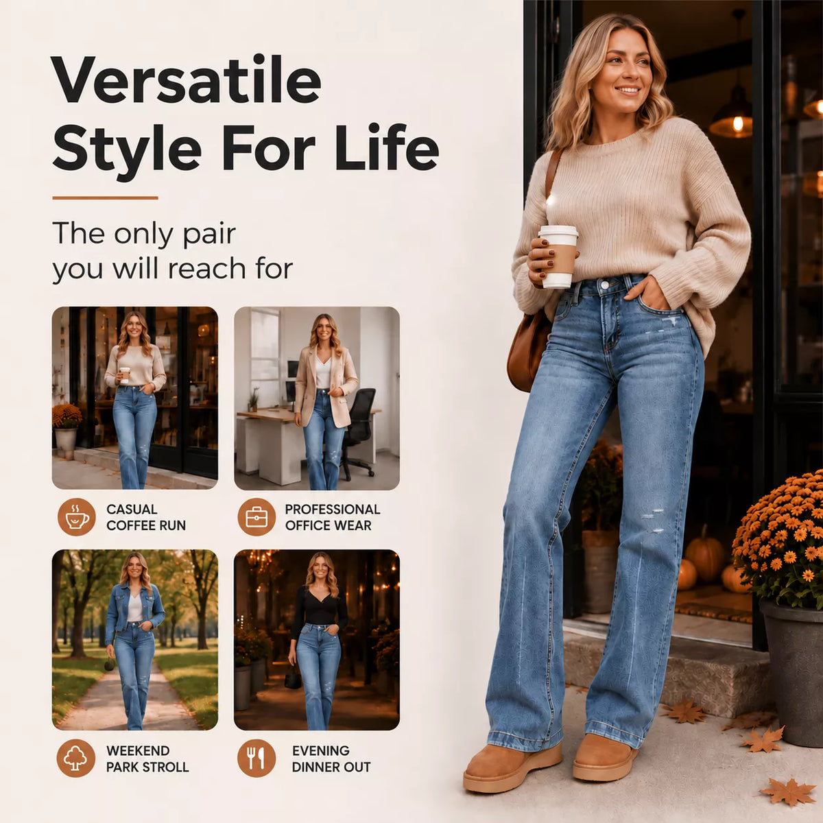 Women's Stretchy High-Waisted Jeans with a Flattering Rise and Easy Everyday Appeal