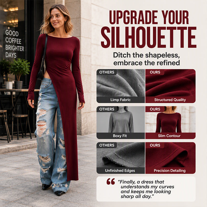 Women's Chic High Slit Asymmetric Longline Top