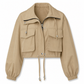 Women's Solid Color Short Zip Up Windbreaker Fall Coat