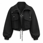 Women's Solid Color Short Zip Up Windbreaker Fall Coat