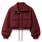 Women's Solid Color Short Zip Up Windbreaker Fall Coat