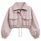 Women's Solid Color Short Zip Up Windbreaker Fall Coat