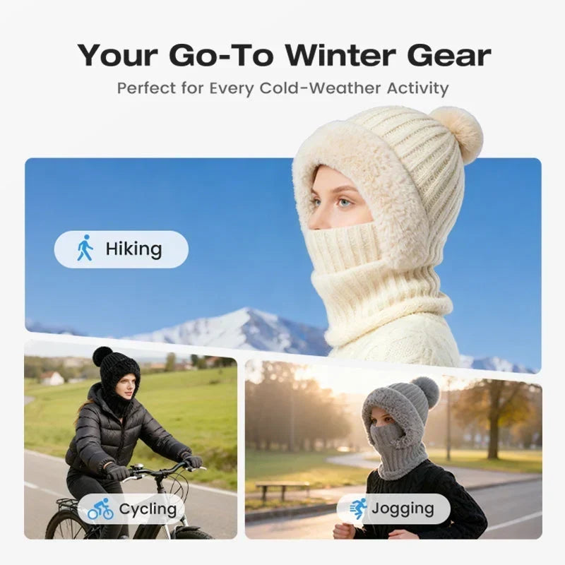 ⏰Black Friday Mega Deal – 50% off!💖Women's Winter One-Piece Knitted Beanie Scarf Mask