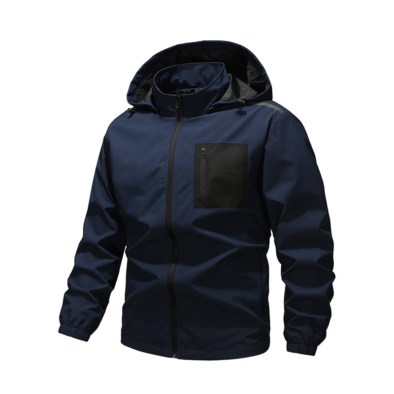 Men's Outdoor Windbreaker Jacket with Detachable Hood