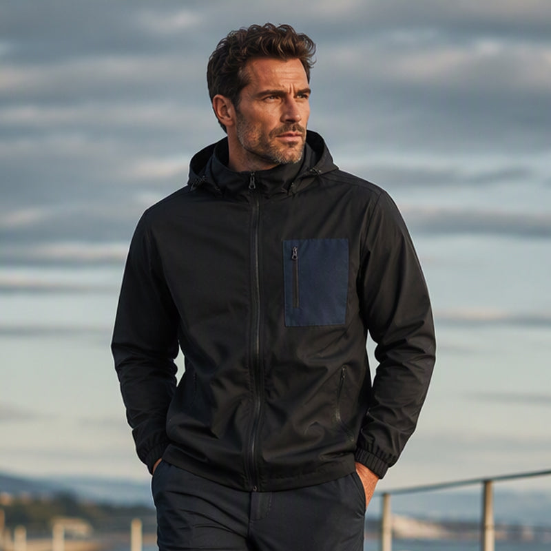 Men's Outdoor Windbreaker Jacket with Detachable Hood