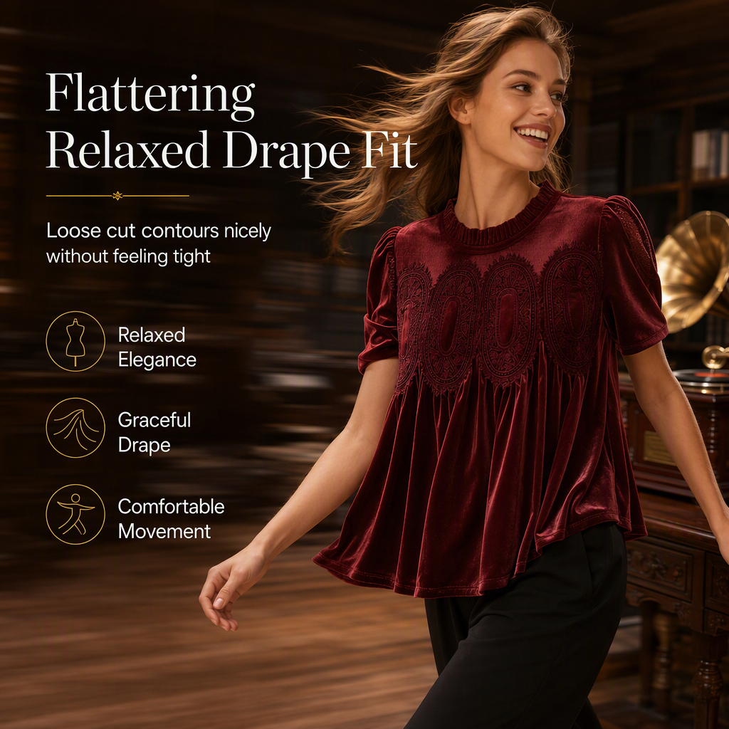Women's Solid Short Sleeve Top with Ruffle Collar