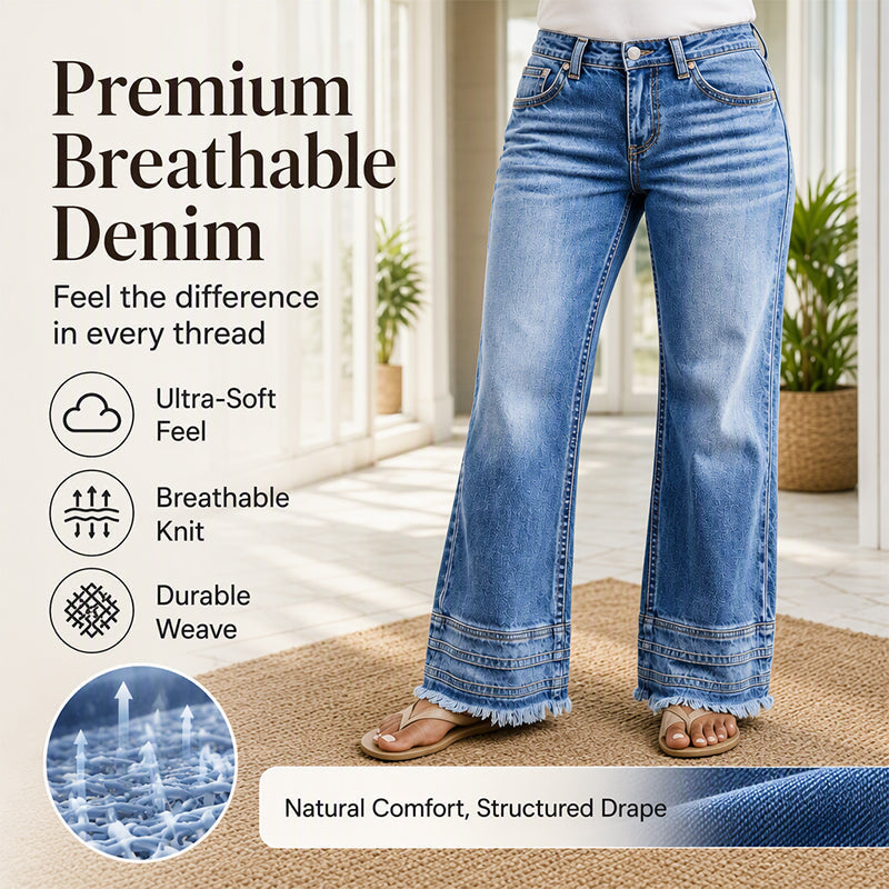Women's Vintage Wide-Leg Jeans with Raw Hem