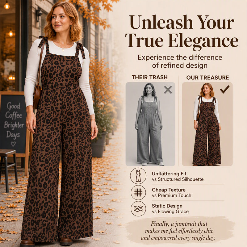 Women's Leopard Print Wide-Leg Jumpsuit