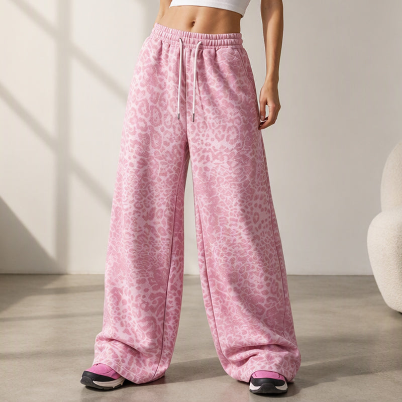 👖Women's Casual Leopard Print Wide Leg Sweatpants