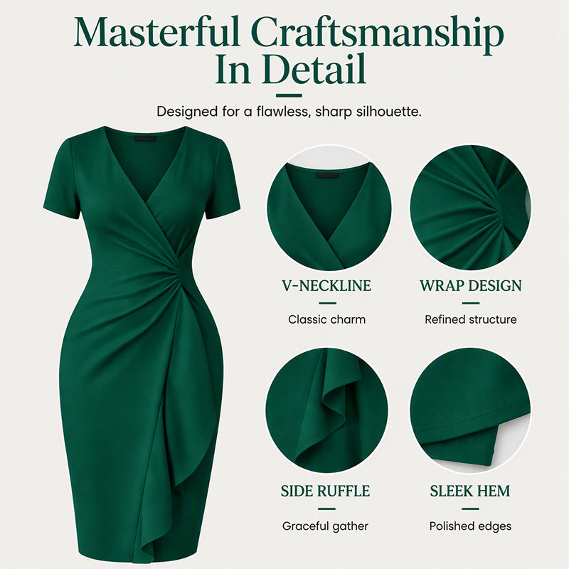 🌸Hot Sale 50% OFF💖Women's Elegant V-Neck Ruffle Wrap Dress