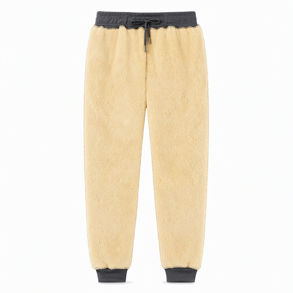 Unisex Loose Fit Sherpa Fleece Lined Joggers Warm Winter Casual Pants with Zipper Pockets