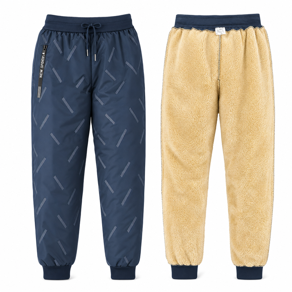 Unisex Loose Fit Sherpa Fleece Lined Joggers Warm Winter Casual Pants with Zipper Pockets