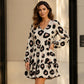Women's Leopard Print V-Neck Long Sleeve Dress