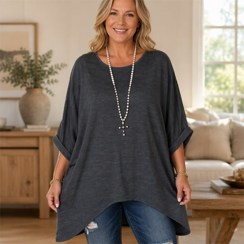 Women's Loose Batwing Sleeve Asymmetrical Top