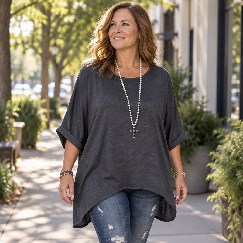 Women's Loose Batwing Sleeve Asymmetrical Top