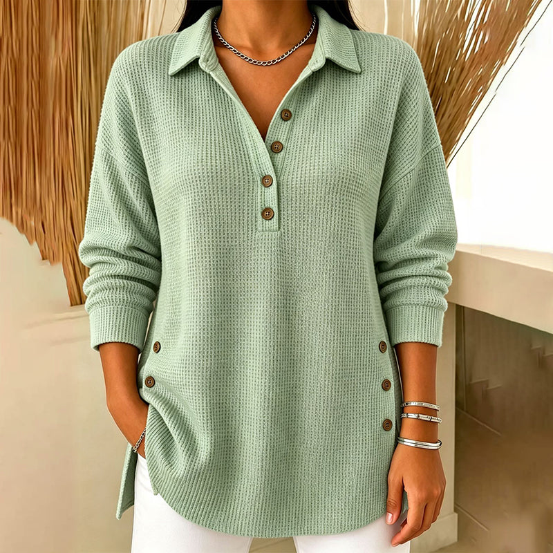 🌸Hot Sale 50% OFF💖Women's Waffle Knit Long Sleeve Top